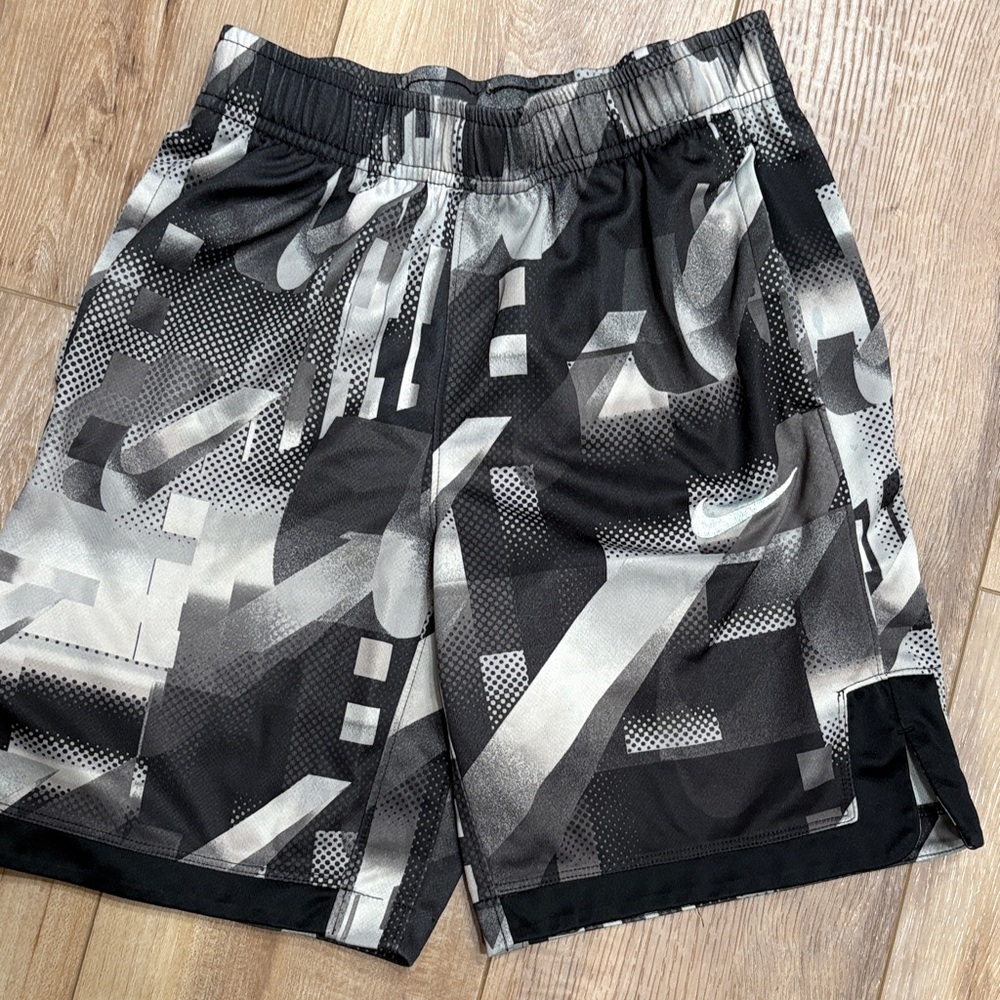 Nike Kids Black and Gray Patterned Shorts